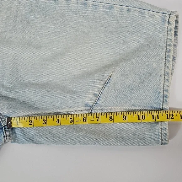 Rise Supply Co Womens High Rise Baggy Denim Shorts Jorts Light Wash 9 Streetwear - Picture 8 of 10